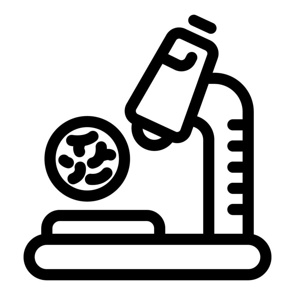 Microscope analyzing bacteria sample for scientific research vector