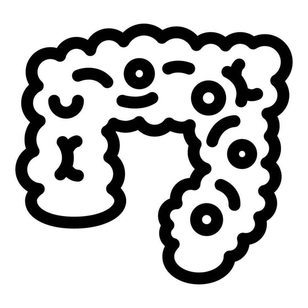 Human intestine with bacteria showing healthy microbiome line icon vector