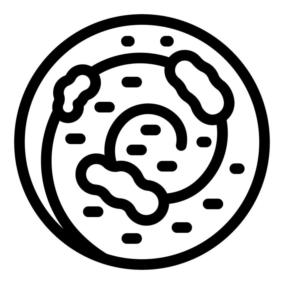 Bacteria growing in a petri dish line icon showing scientific experiment vector