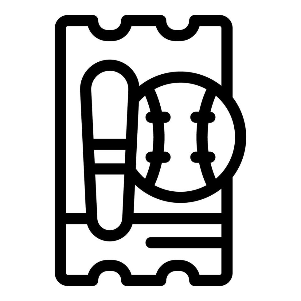 Baseball ticket admitting one person with bat and ball icon vector
