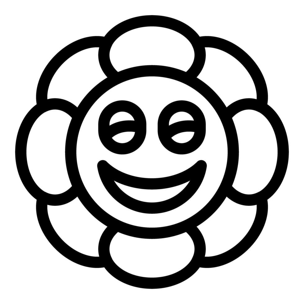 Happy flower smiling with closed eyes cartoon character vector