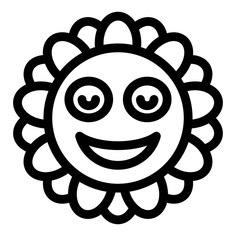 Cute flower face smiling showing love with heart shaped eyes vector