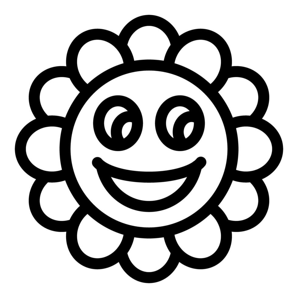 Happy flower face smiling with big eyes and open mouth vector