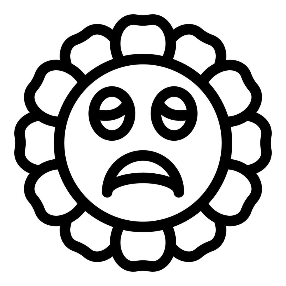 Sad flower emoji expressing negative emotions through facial expression vector