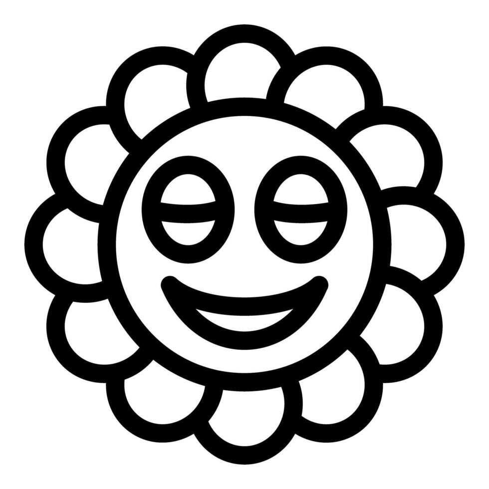 Happy flower sun smiling with closed eyes icon vector
