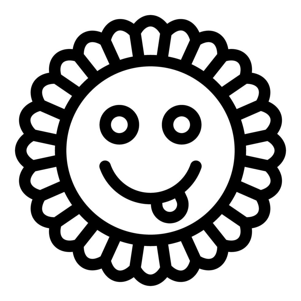 Funny sun face showing tongue having fun icon vector