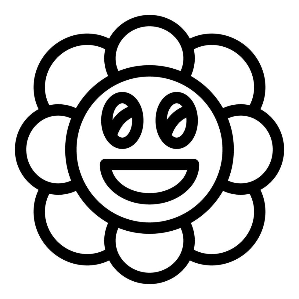 Happy flower face smiling with big eyes icon vector
