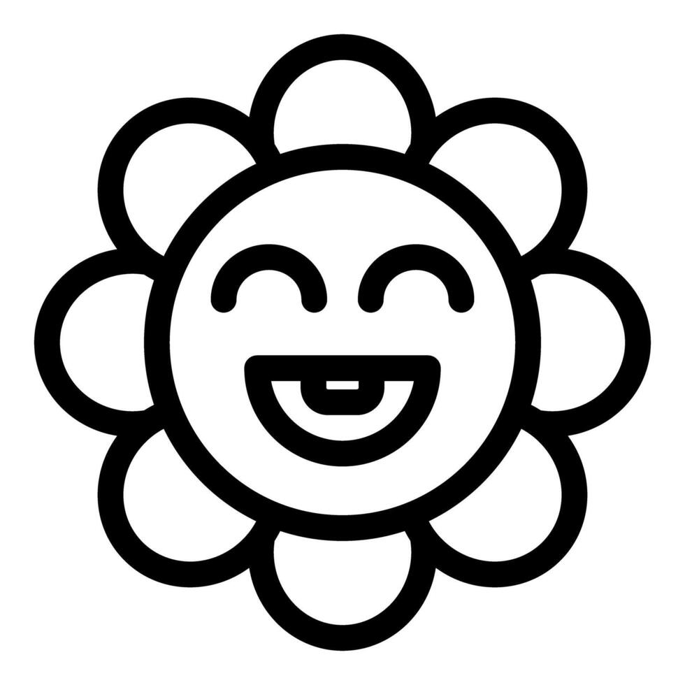 Funny flower smiling and showing teeth in black and white vector