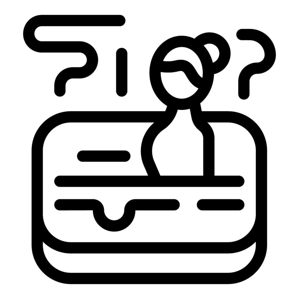 Line icon of a person taking a bath and feeling thoughtful vector