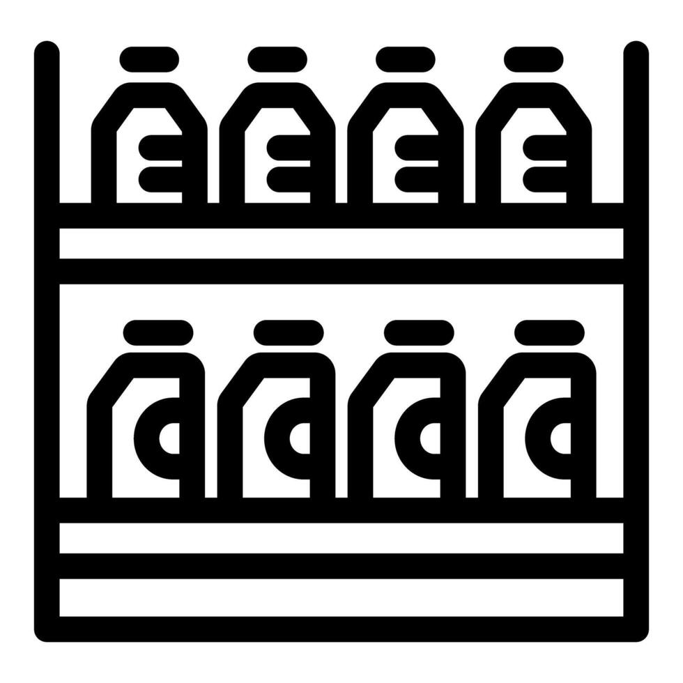 Supermarket shelf stocked with various retail products icon vector