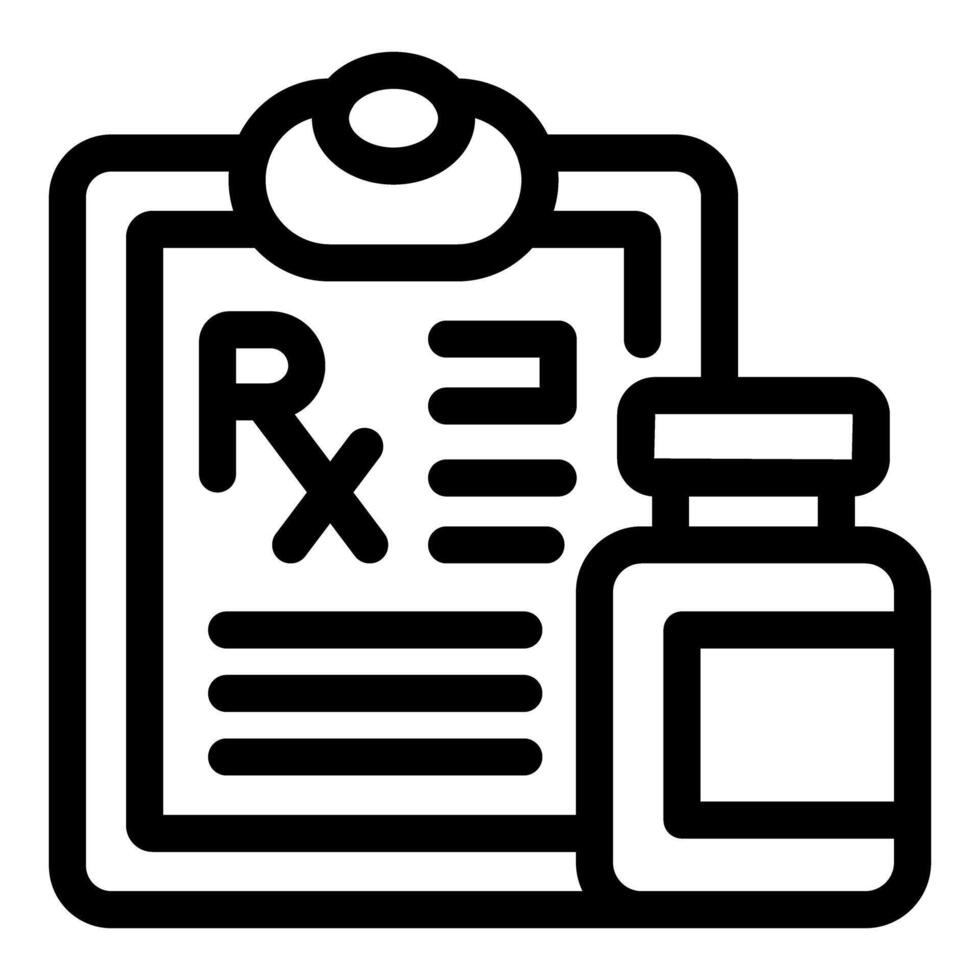 Medical prescription form with rx symbol and vial of medicine icon vector