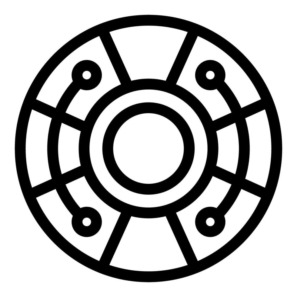 Abstract circular symbol featuring interconnected lines and nodes vector