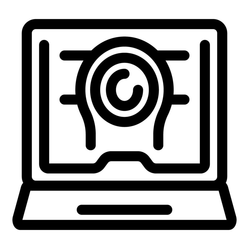 Laptop showing brain scan results for medical diagnosis vector