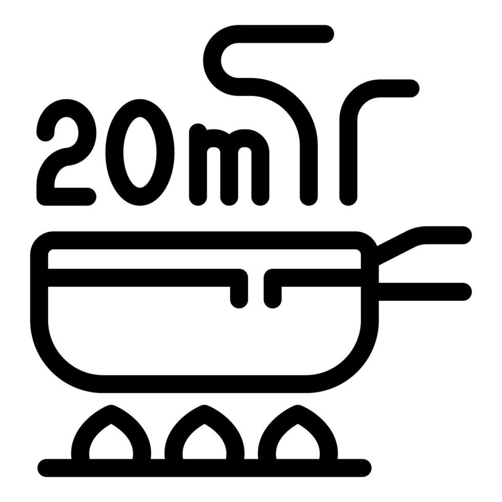 Cooking pot on stove boiling water for exactly twenty minutes icon vector