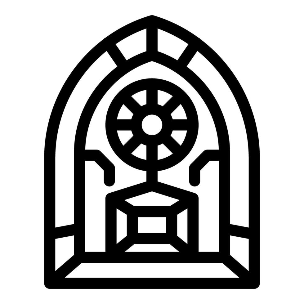 Gothic arch with rose window and altar suggesting sacred space vector