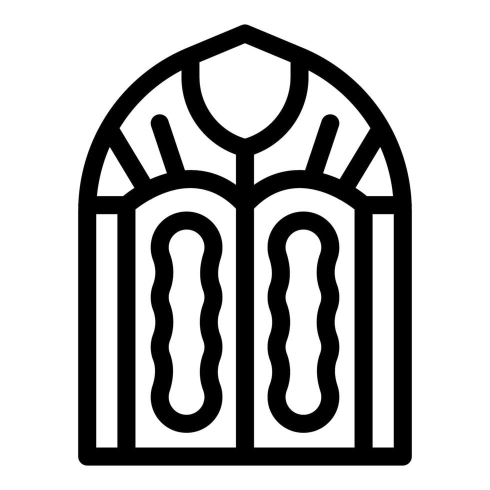 Arched double door with wavy glass insert is being installed vector
