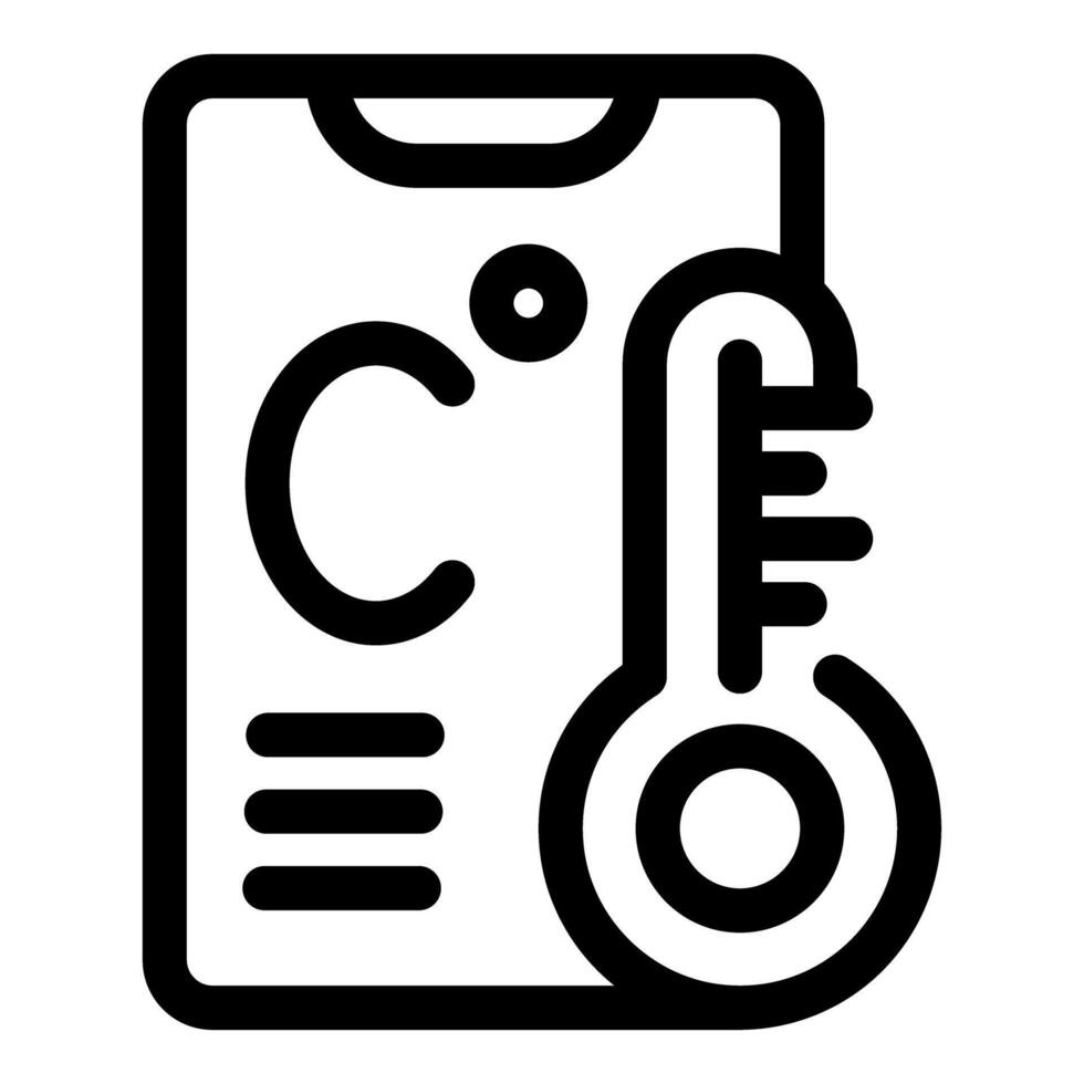 Smartphone showing celsius temperature icon vector outline