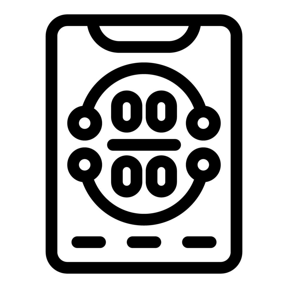 Smartphone showing eye test chart icon vector outline