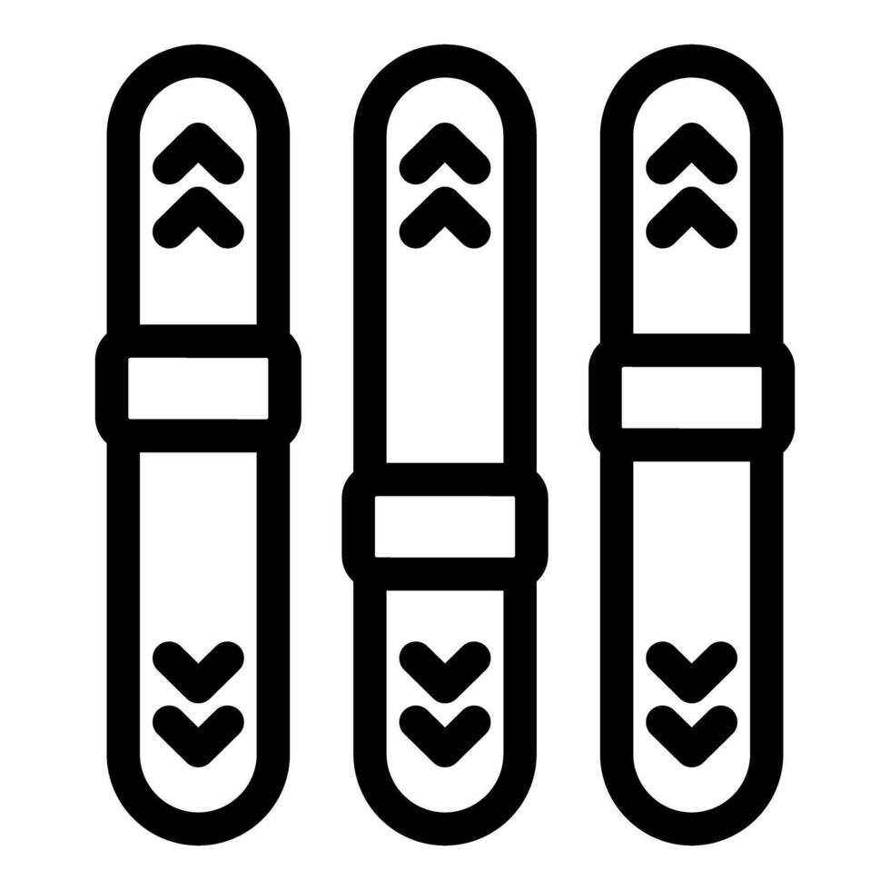 Three snowboards standing upright forming a row icon vector