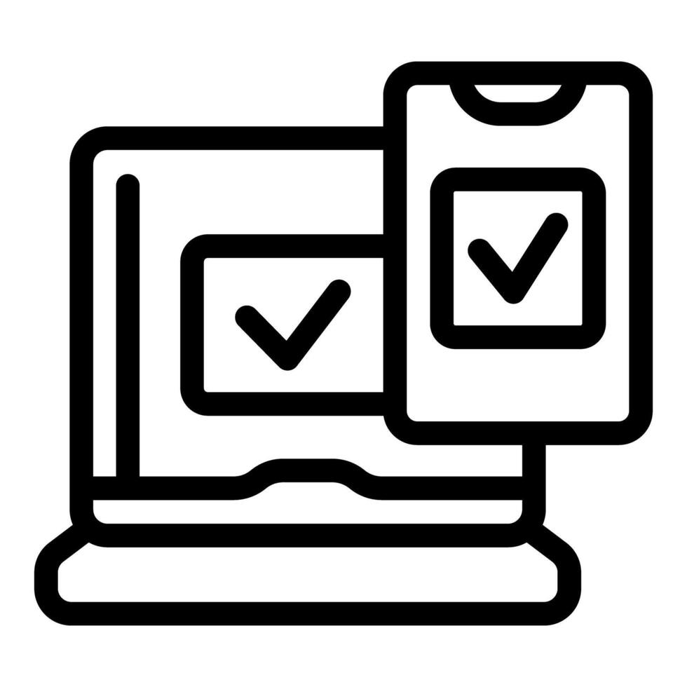 Laptop showing validated access with smartphone for two factor authentication vector