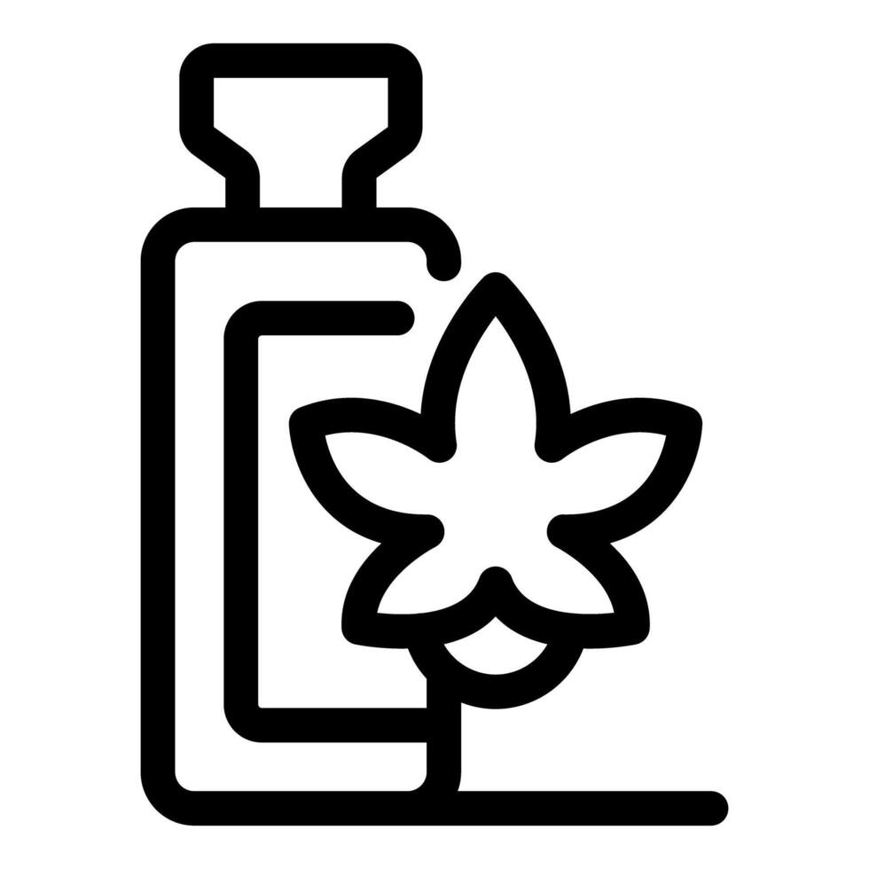 Cannabis essential oil bottle with marijuana leaf icon vector