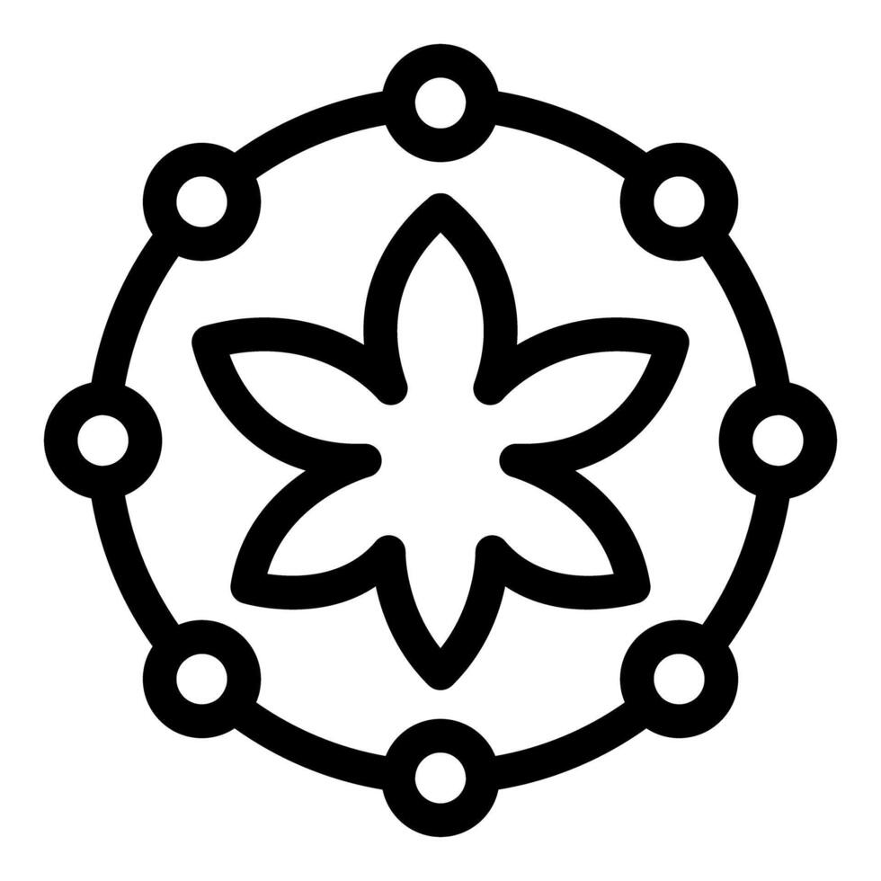 Flower surrounded by network representing cannabis industry vector
