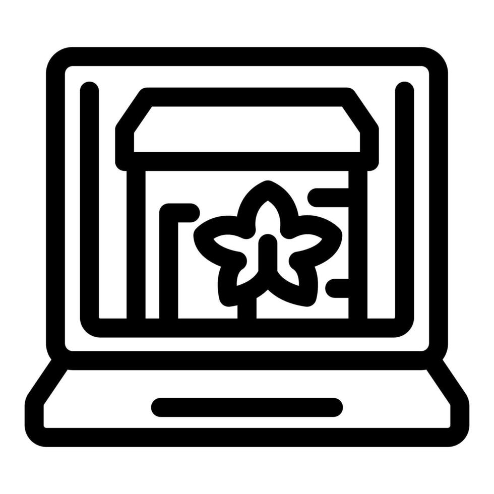 Laptop showing a star growing inside a box, business startup concept vector