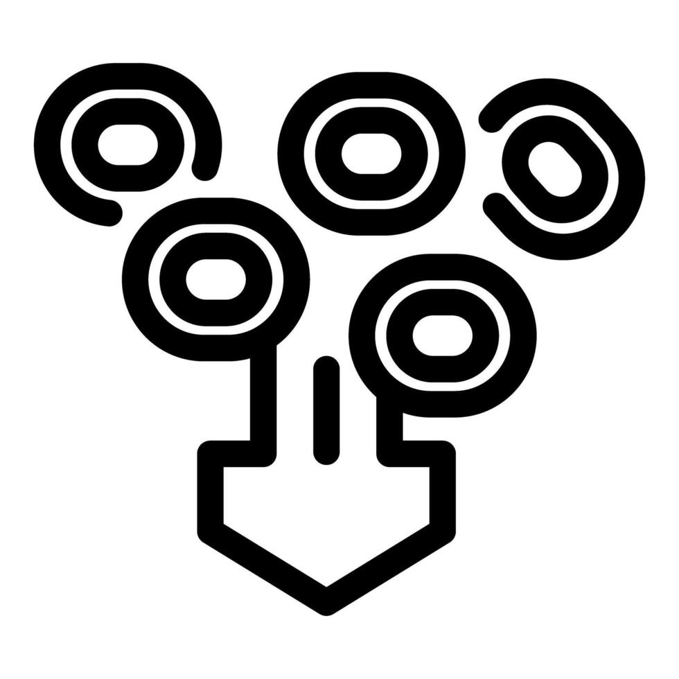 Multiple data streams converging into single output point icon 49528758 ...