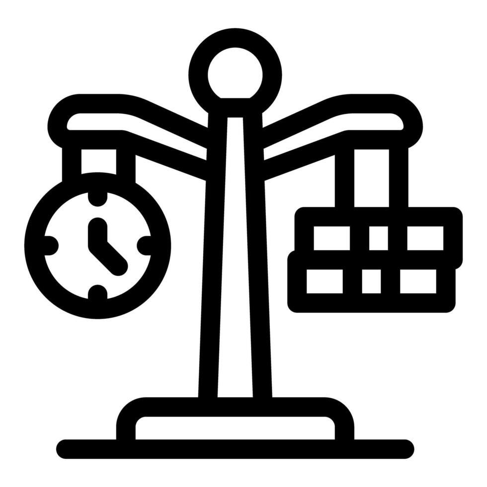 Balance scale weighing time against money representing work life balance concept vector
