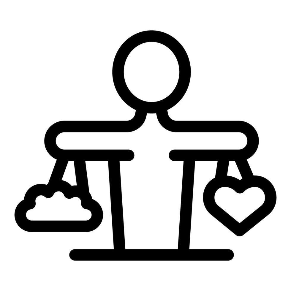 Person balancing negative emotions against love with scales vector
