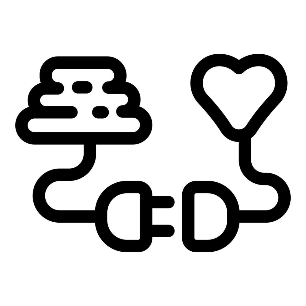 Electric plug connecting brain and heart symbolizing emotional intelligence vector