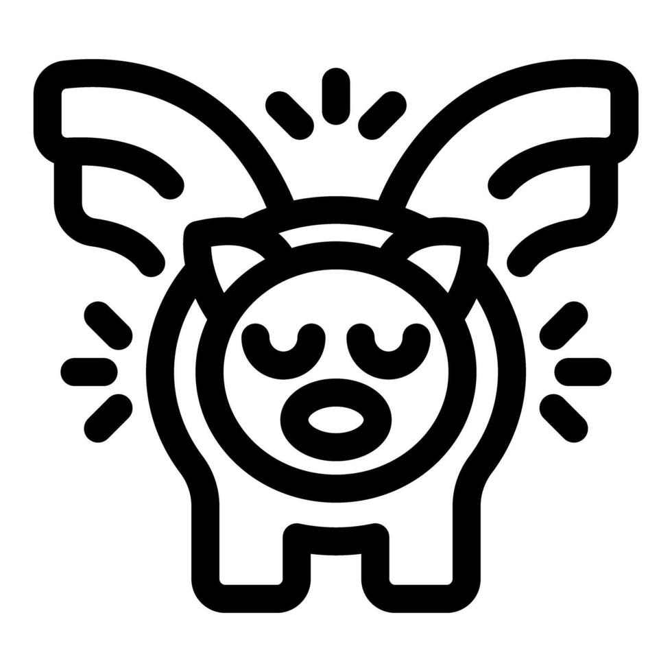 Cute piggy bank character dreaming of money flying vector
