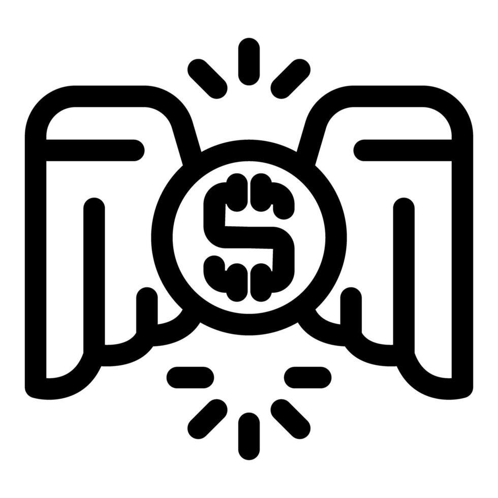 Dollar coin with wings flying up representing successful investment vector