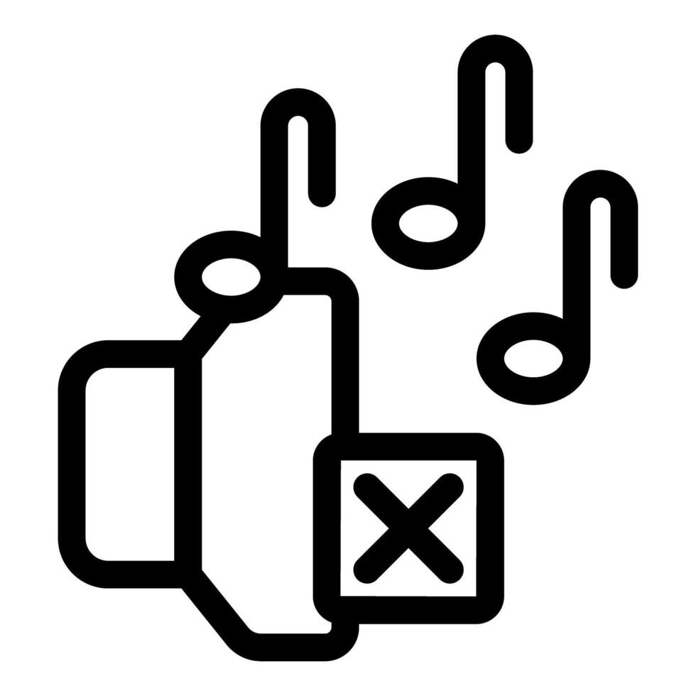 Speaker icon sign with cross sign denoting mute button with musical notes for volume control vector