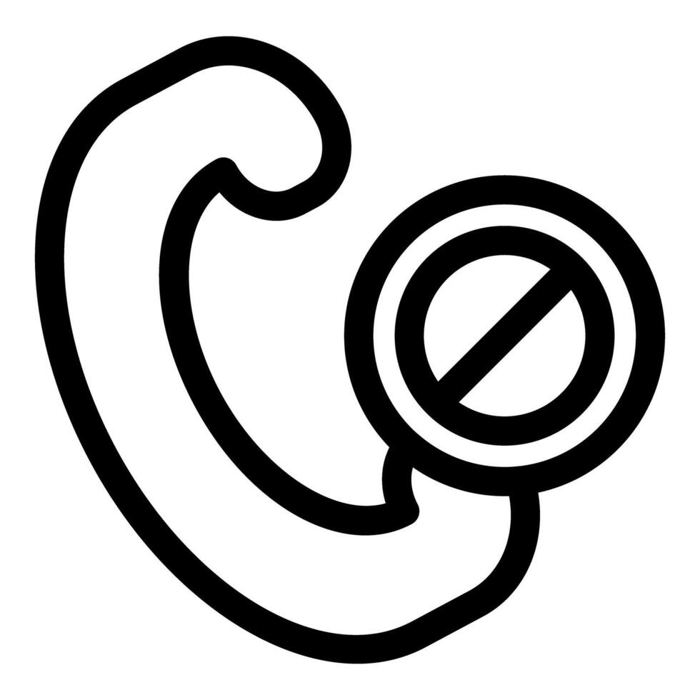 Phone handset with a cross sign showing a blocked call vector