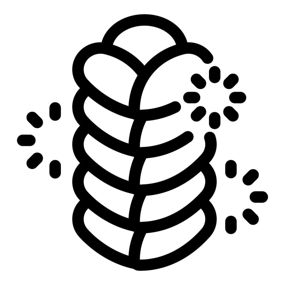 Black outline icon of a challah bread decorated for shabbat vector