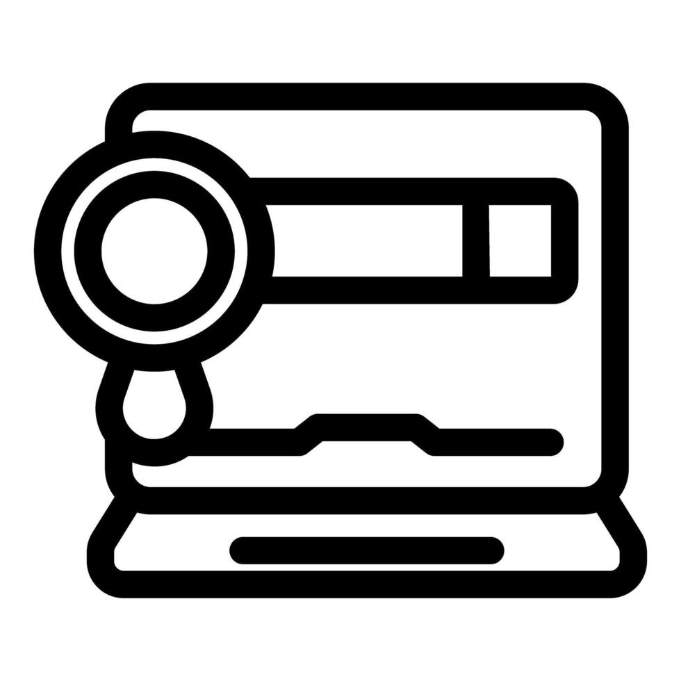 Magnifying glass searching laptop screen online information vector