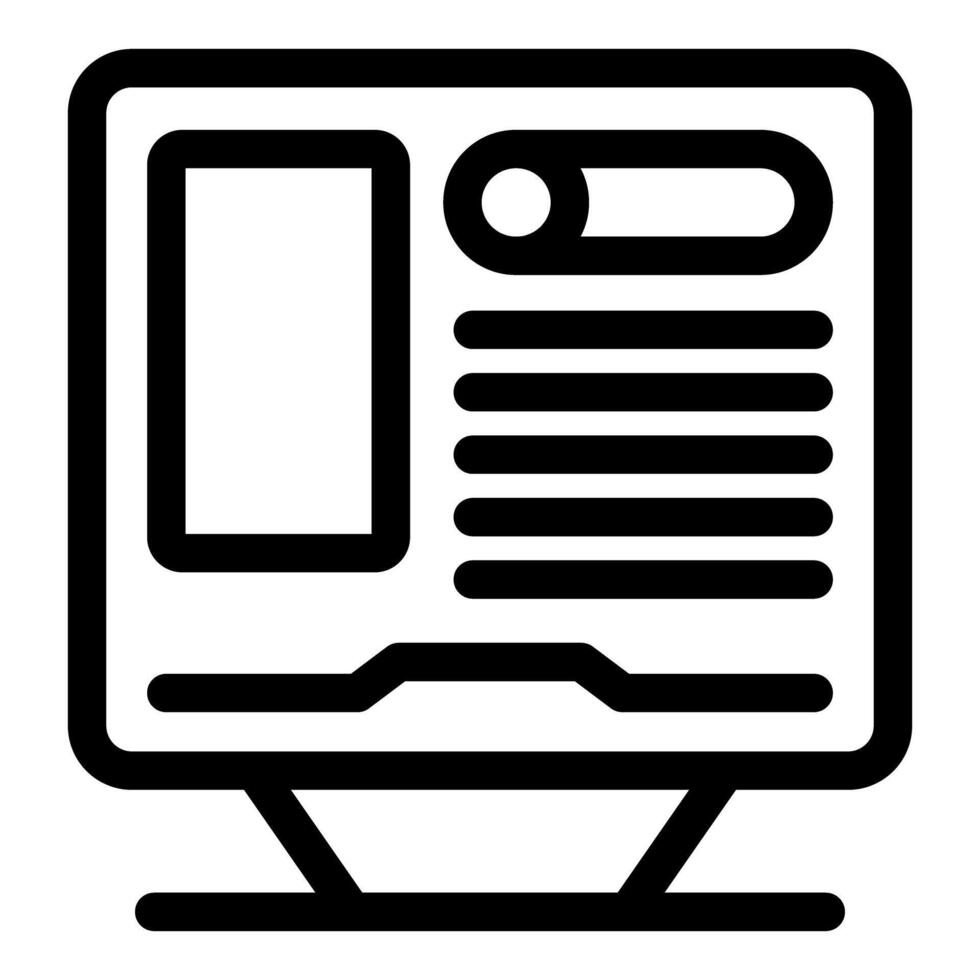 Computer showing website design interface with different sections vector