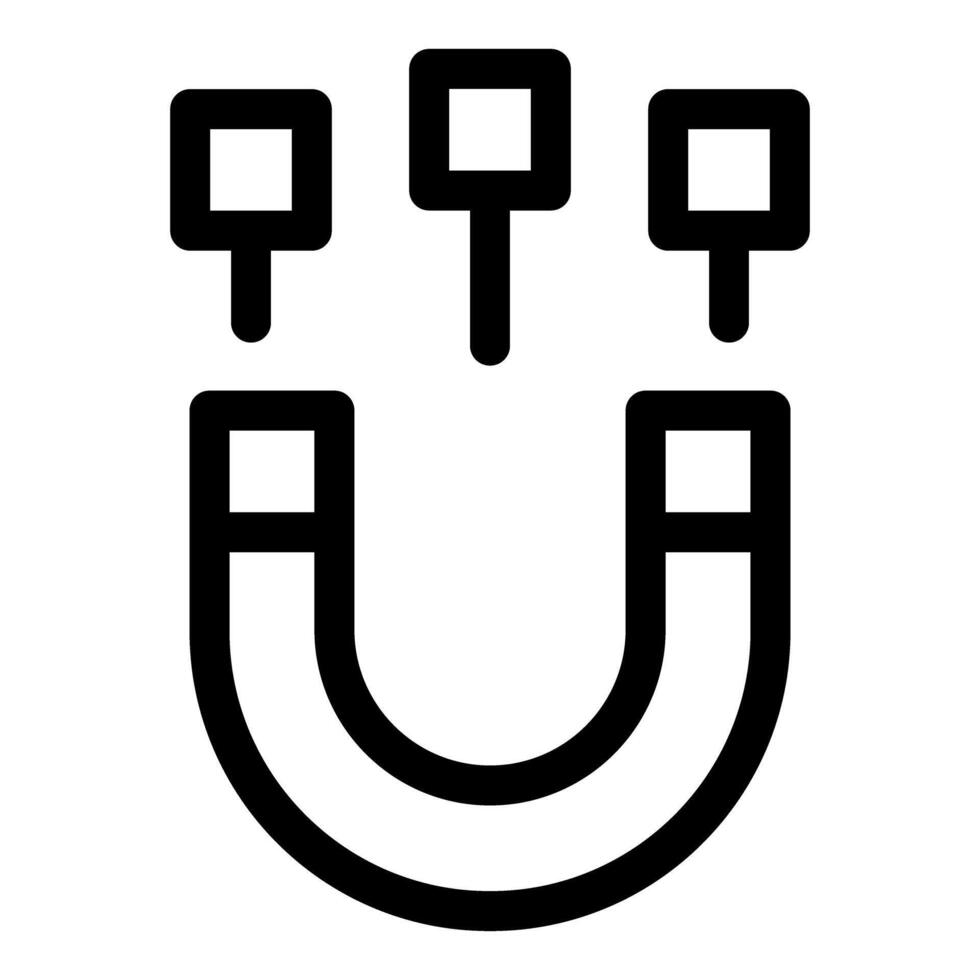 Horseshoe magnet attracting three square objects icon vector