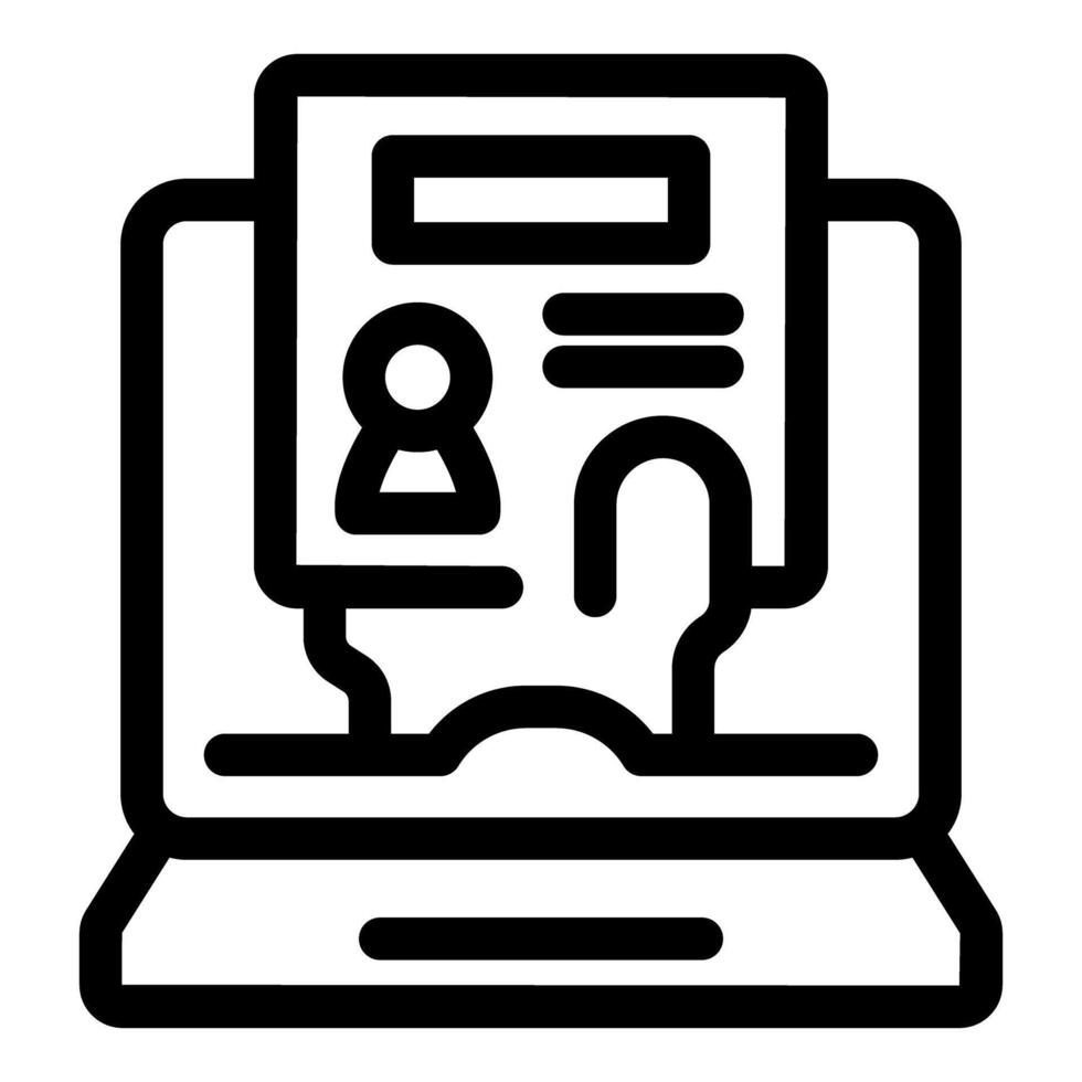 Online cv with candidate profile for job application on laptop screen vector