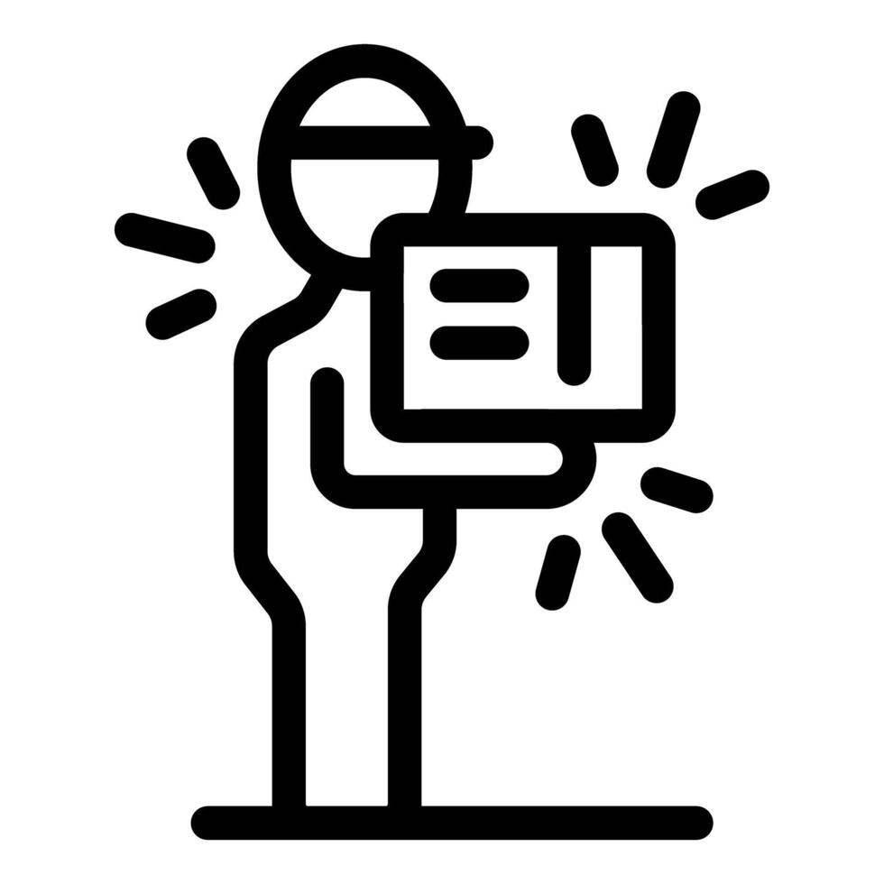 Delivery man holding parcel surrounded by delivery speed effect lines icon vector