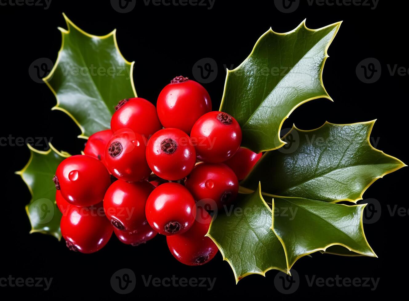 Background with holly berries. Christmas celebration time photo