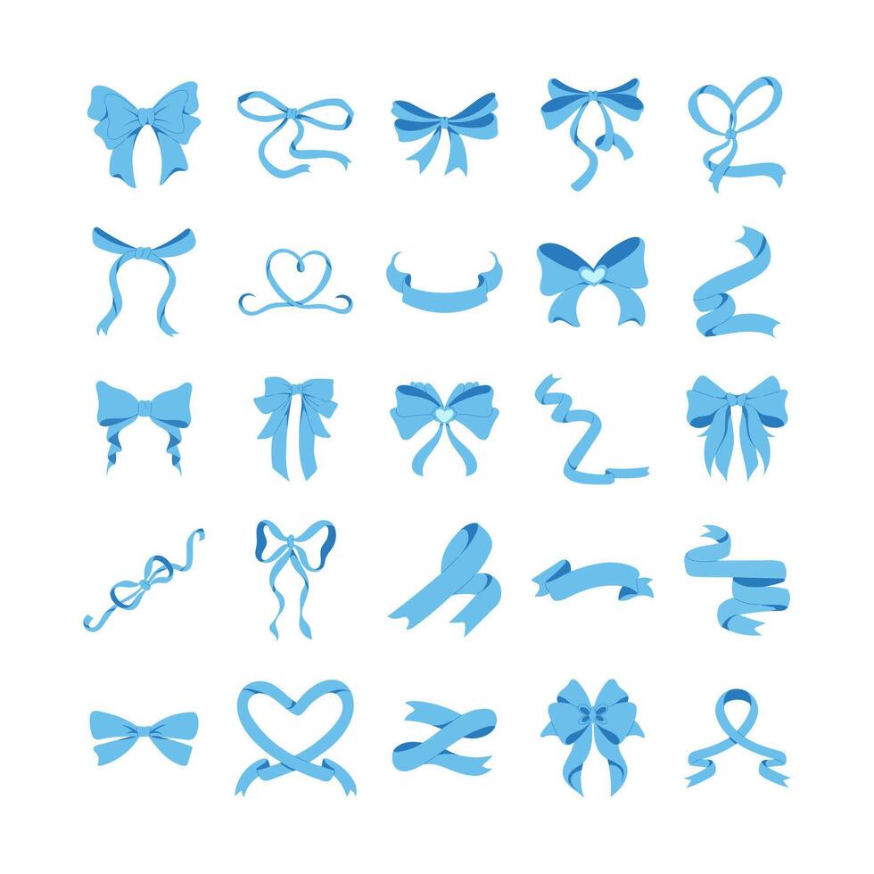 set of coquette and ribbon flat illustration vector