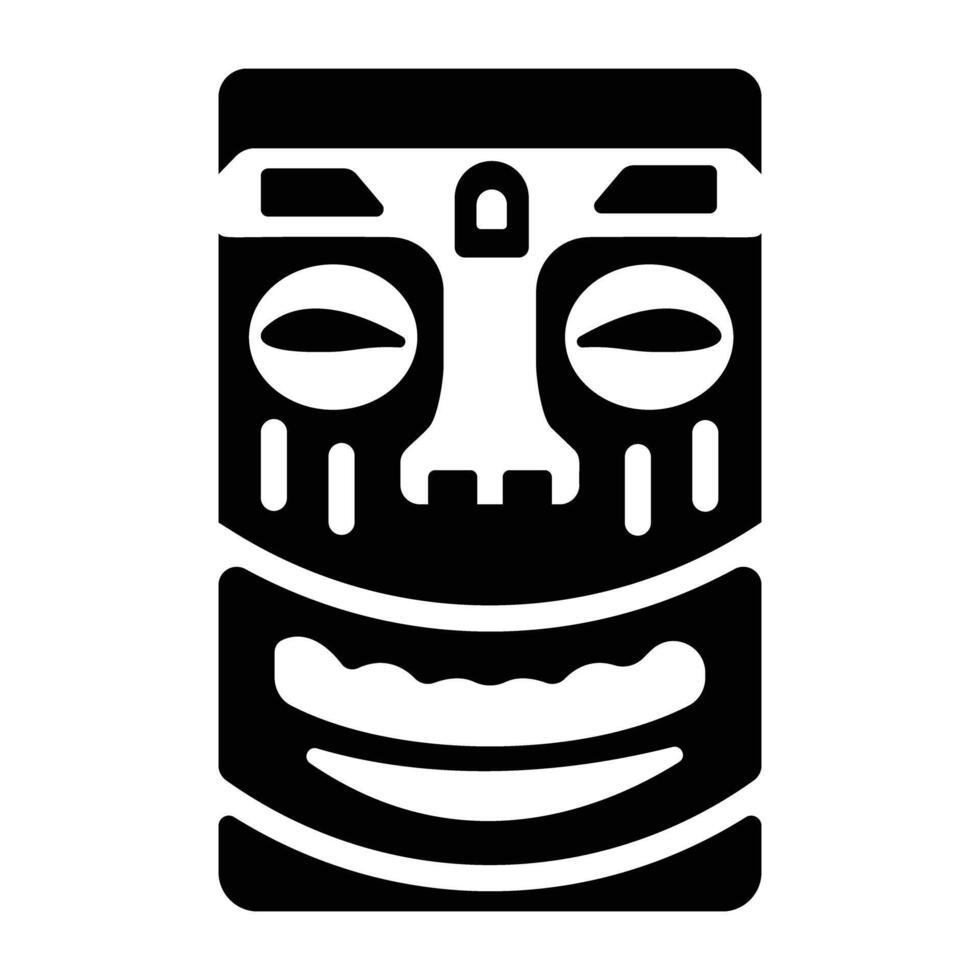 Solid icon of tropical idol mask vector