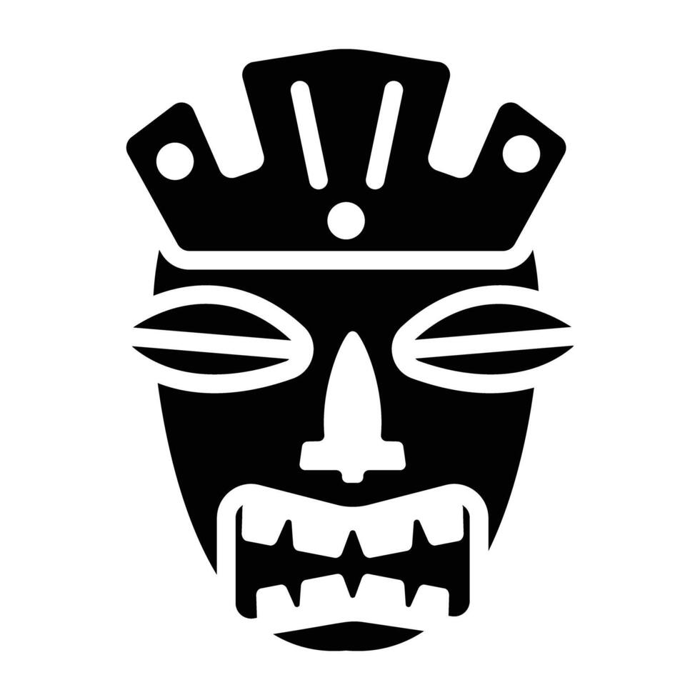 Solid icon of cultural mask vector