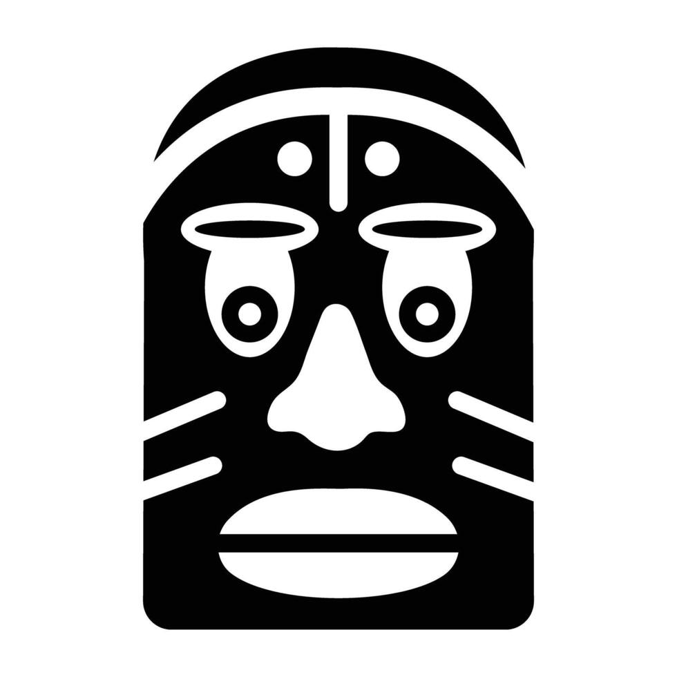 Glyph icon of ancestral idol mask vector