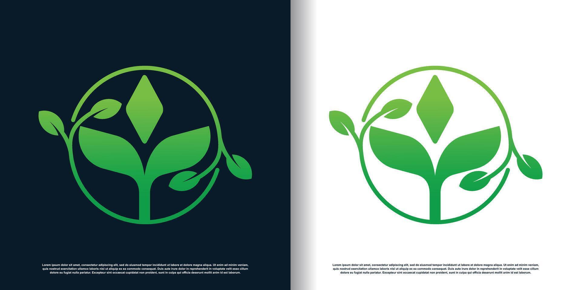 Nature logo design with creative concept Premium vector