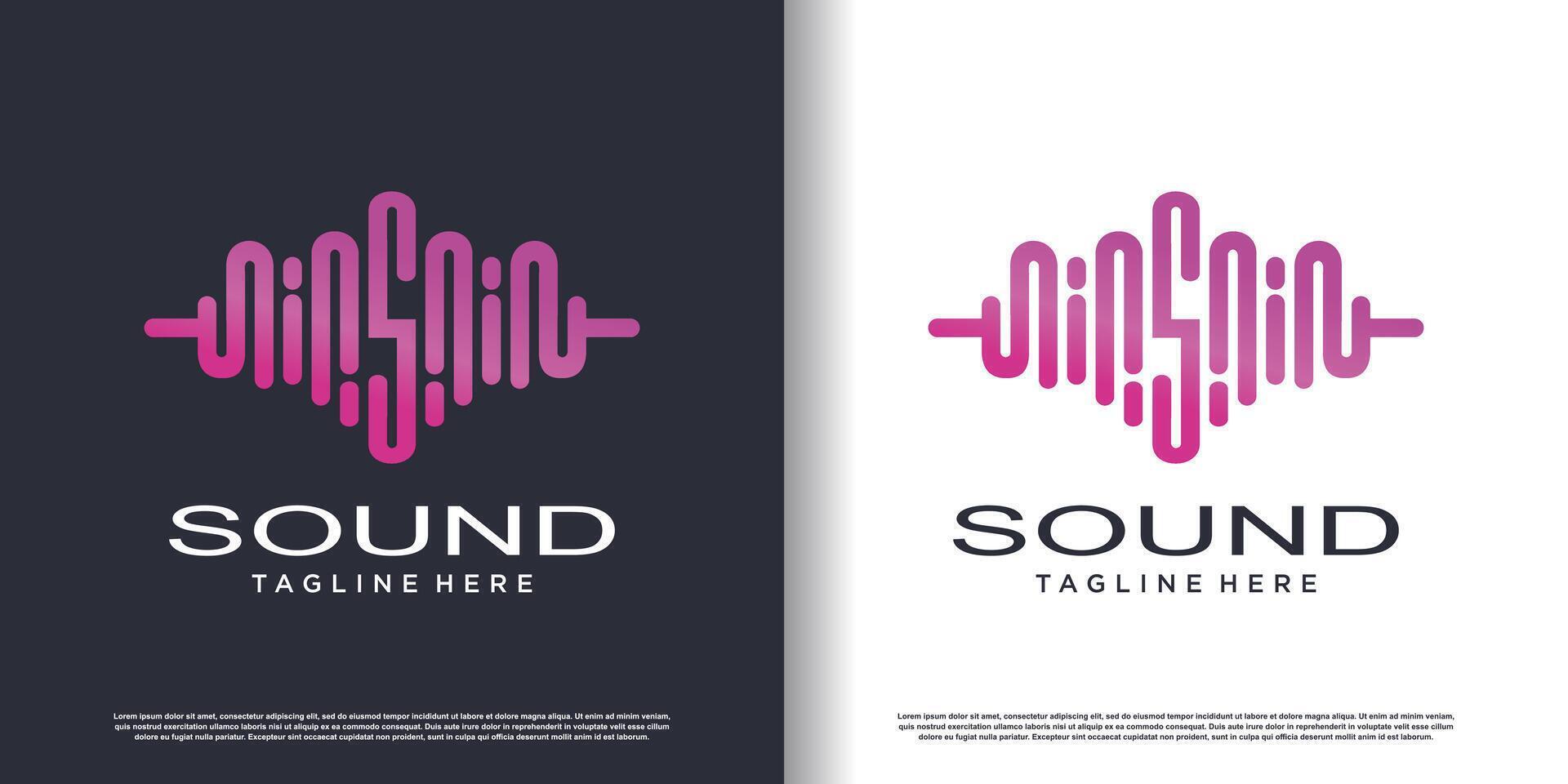 Music logo design with creative concept idea premium vector