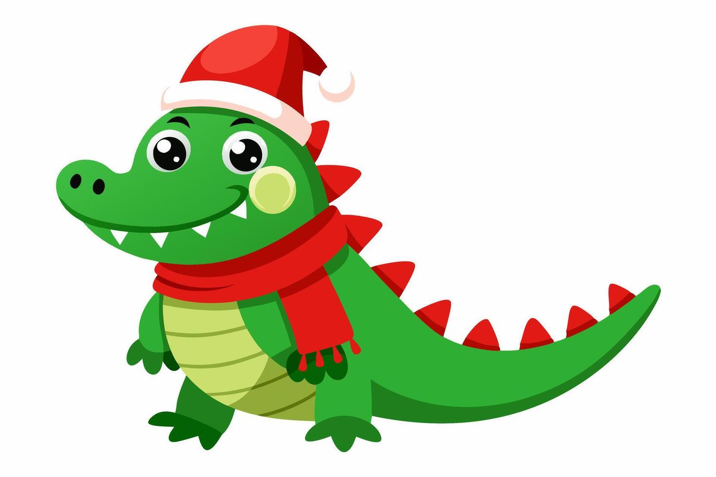 Festive Christmas Crocodile Graphics for Holiday Design Projects Ideal for Logos, Illustrations, Greeting Cards, and Unique Seasonal Branding to Add Holiday Cheer to Your Creative Work vector