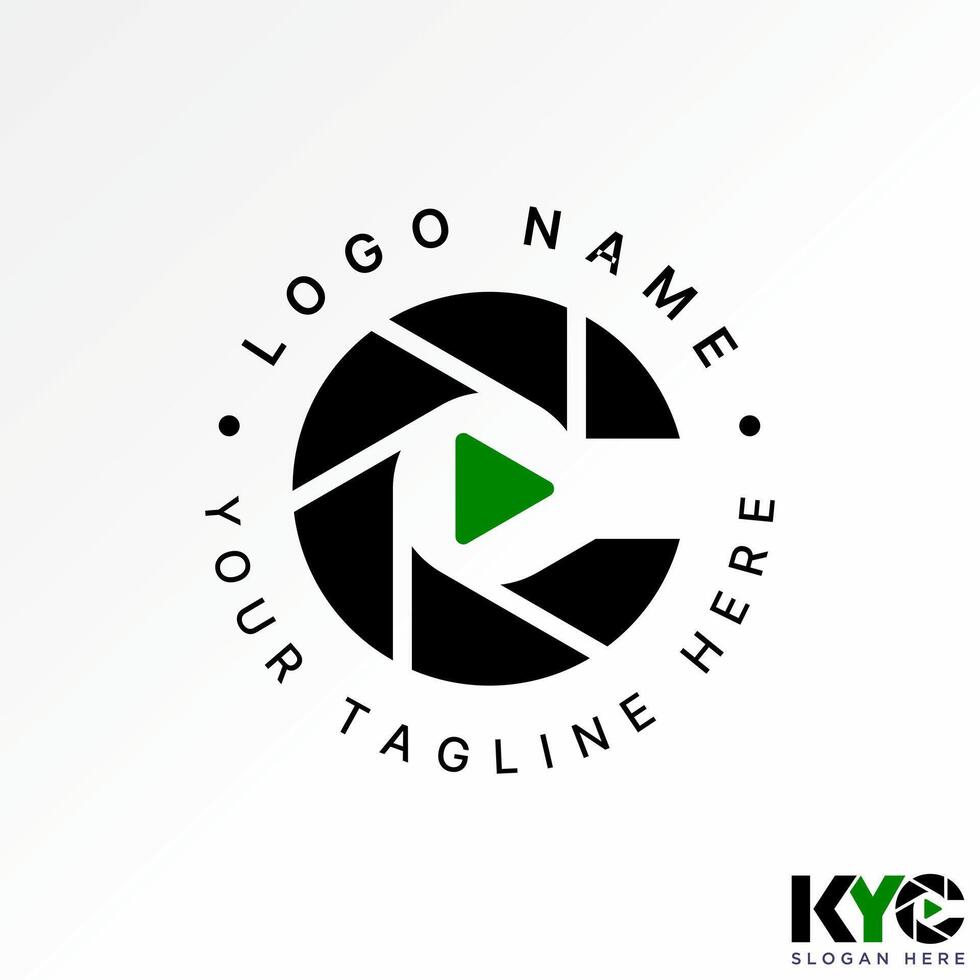 Logo design graphic concept abstract creative premium stock initial C font cutting play capture shutter lens. Related monogram typography brand vector
